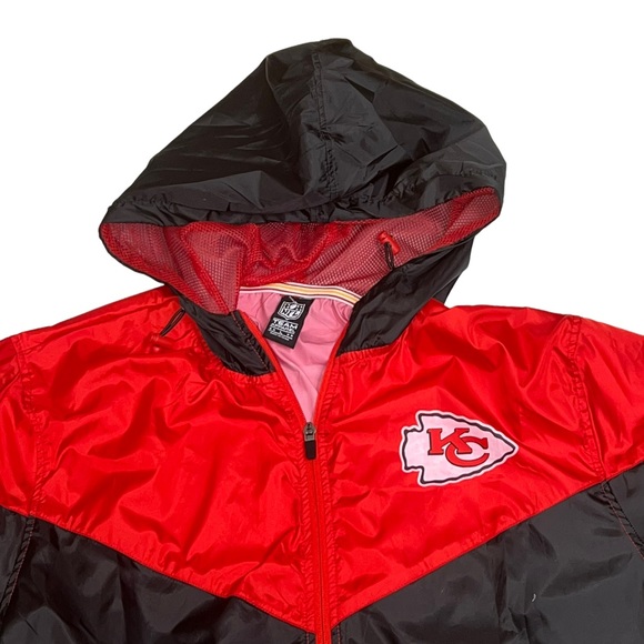 Kansas City Chiefs NFL Rain Jacket Windbreaker Full Zip Black Red - Picture 4 of 13